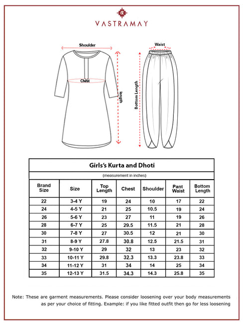 Girl's' Pink Kurta And Dhoti Pant Set